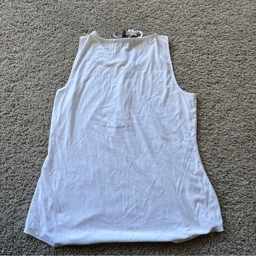 White House Black Market White Lace-Up Sleeveless Top Size Medium - Picture 6 of 6